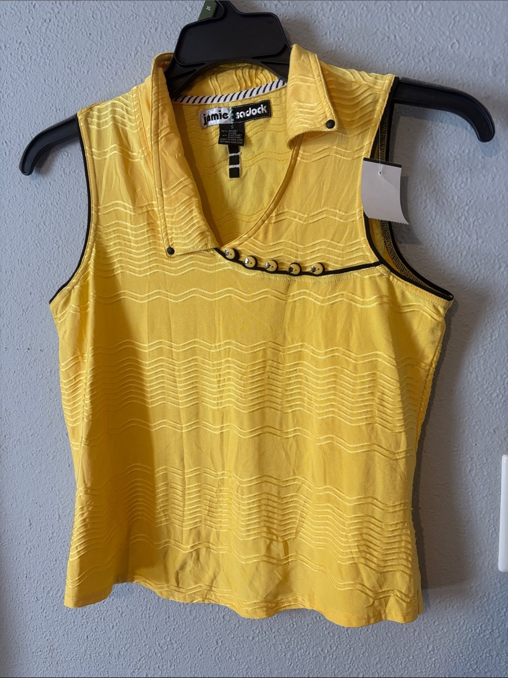 jamie sadock Yellow Sleeveless Polo Tank with Contrast Trim